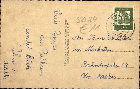 Postcard Pulheim North Rhine-Westphalia, settlement, high-rise building, school