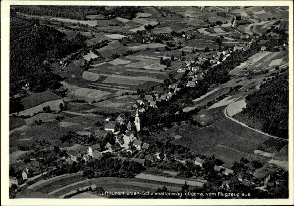 Postcard Unter Schönmattenwag Wald Michelbach in the Odenwald Hessen, aerial photograph