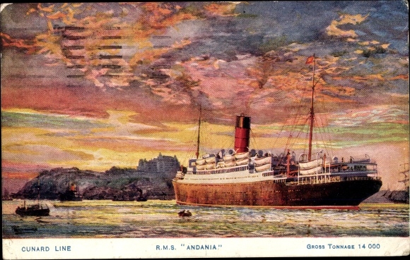 Kunstenaar Ak Dampfer RMS Andania, Cunard Line