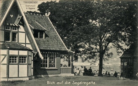 Ak Ostseebad Travemünde Lübeck, Seetempel A. Eggers, zeilregatta