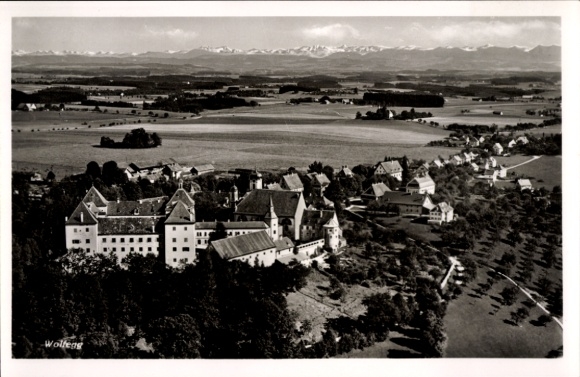 Ak Wolfegg im Allgäu, Fliegeraufnahme