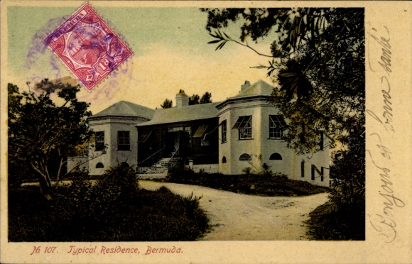 Postcard Hamilton Bermuda, Typical Residence