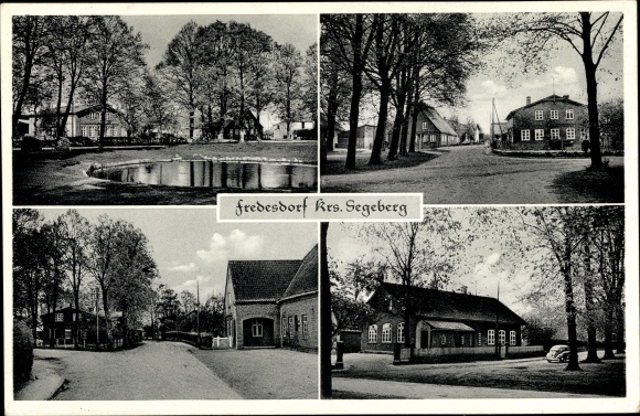 PC Fredesdorf in Schleswig Holstein, village views, pond area, houses