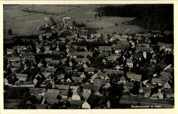 Postcard Bodersweier Kehl am Rhein, aerial photograph