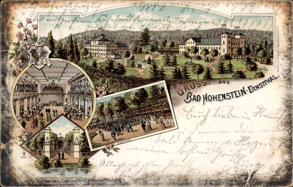 Litho Bad Hohenstein Ernstthal, Bad, Haupteingang, Garten