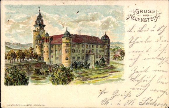 Chromo-Litho Neuenstein in Hesse, castle