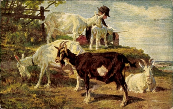 Artist PC Junghanns, JP, goats with shepherd, HDK 20