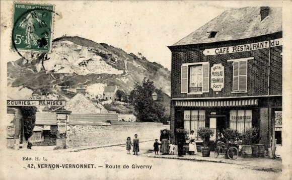 CPA Vernon Vernonnet Eure, Route de Giverny, Café Restaurant