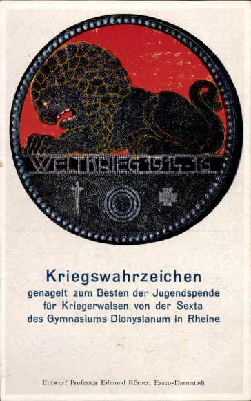 Postcard War Landmark, Youth Donation for War Orphans, Dionysianum High School in Rheine