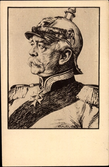 Artist PC Bauer, Karl, Prince Otto von Bismarck, portrait with spiked helmet