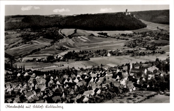 Postcard Oberstenfeld in Württemberg, Lichtenberg Castle, landscape photo, black and white, photographer