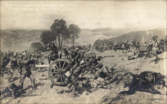 Ak Saint Quentin Aisne, Eroberung englischer Geschütze am 25. August 1914