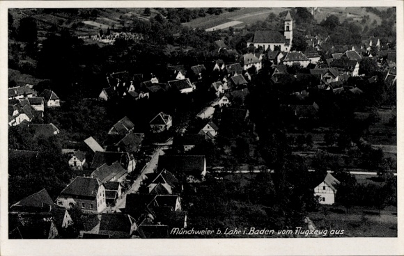 Ak Münchweier Ettenheim in Baden, Fliegeraufnahme