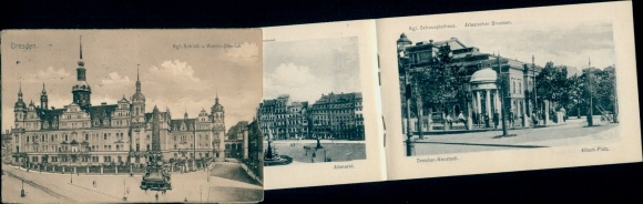 Leporello Postcard Dresden Old Town, Royal Palace, Old Market, partial views