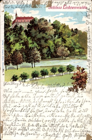 Ak Lichtenwalde Niederwiesa Sachsen, Schloss  Parklandschaft, verschneite Bäume