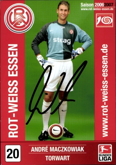 Autogrammkarte Fußballer André Maczkowiak, Rot Weiss Essen, Autogramm