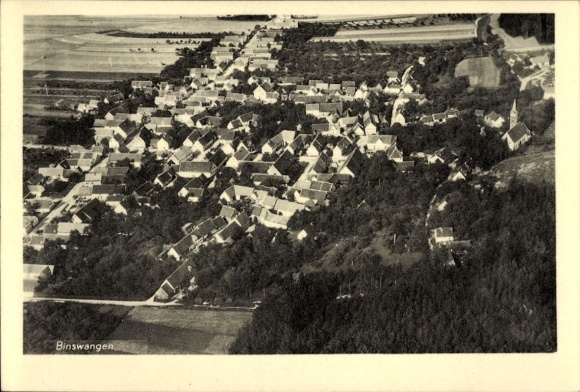 Postcard Binswangen in Swabia, aerial photograph