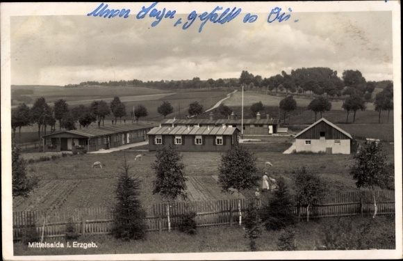 Postcard Mittelsaida Großhartmannsdorf in the Ore Mountains, Hof, general view