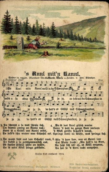 31 individual song cards, Anton Günther