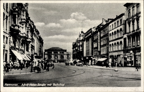 Ak Hannover in Niedersachsen, Adolf Hitler Straße, Bahnhof