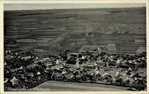 Postcard Tussenhausen in Swabia, aerial photograph