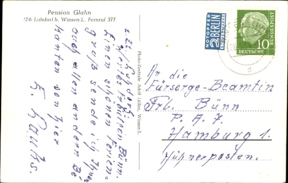 Postcard Luhdorf Winsen an der Luhe, Pension Glahn, Garden
