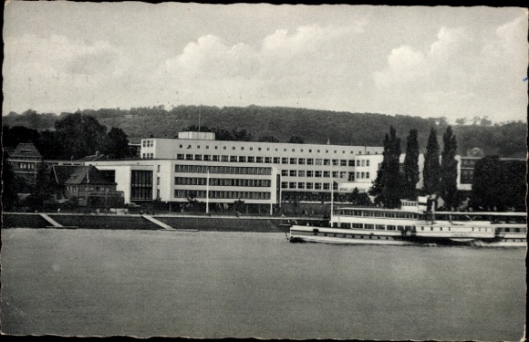 Picture of Bonn on the Rhine, Federal Palace, river, ship, trees
