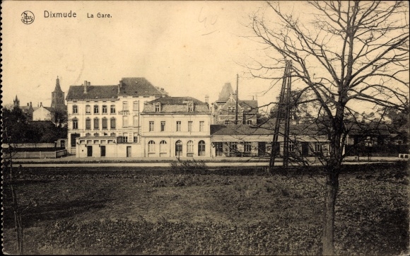 Postcard Diksmuide Dixmude West Flanders, La Gare, train station, track view