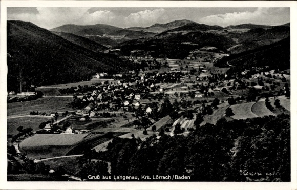 Postcard Langenau Schopfheim in Baden, aerial photograph