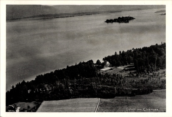 Postcard Gstadt am Chiemsee, aerial photograph