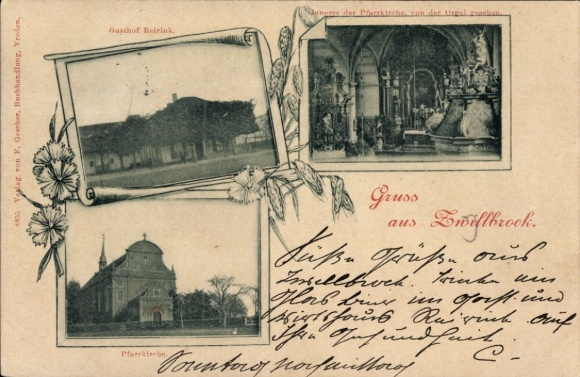 Ak Zwillbrock Vreden im Münsterland, Gasthof, Pfarrkirche, Innenansicht