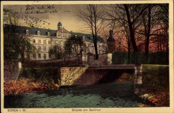 Ak Büren in Westfalen, bridge, seminar
