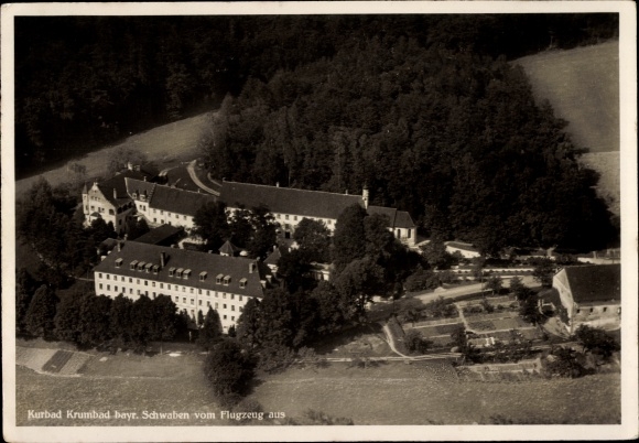 Postcard Krumbach in Swabia, Krumbad, aerial photo