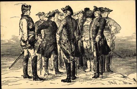 Künstler Ak Menzel, Adolph von, Friedrich der Große, Ansprache vor Schlacht von Leuthen