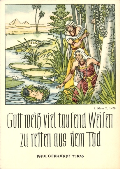 Ak Bibelzitat, Gott weiß viel tausend Weisen zu retten aus dem Tod, Frauen finden ein Waisenkind