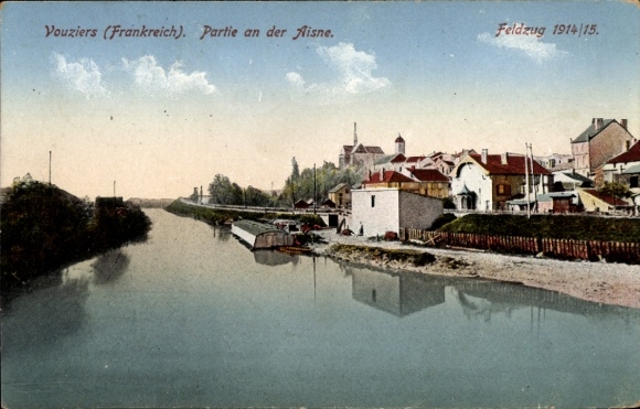 Ak Vouziers Ardennes, Partie an der Aisne, Feldzug 1914/15
