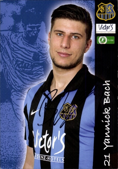 Autograph card footballer Yannick Bach, 1. FC Saarbrücken, autograph