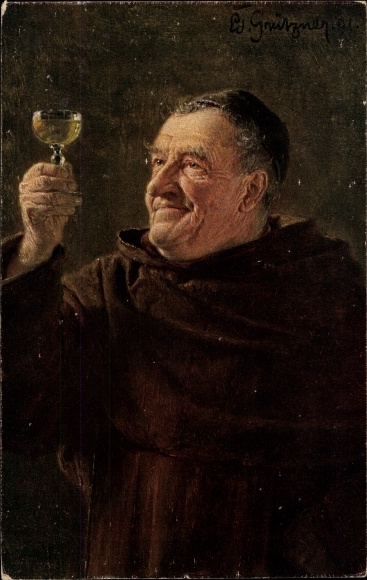 Artysta KP Grützner, Dobra kropla, wino, mnichu