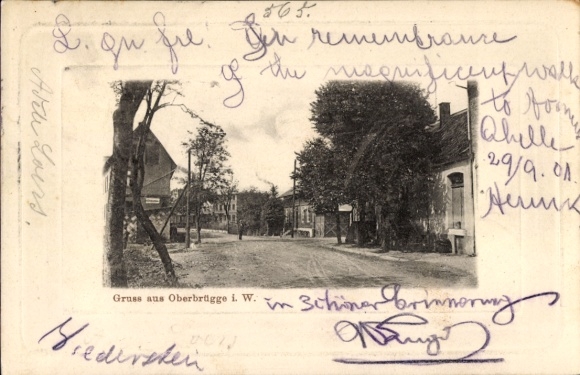 Präge Passepartout Ak Oberbrügge Halver im Märkischen Kreis, Straßenpartie