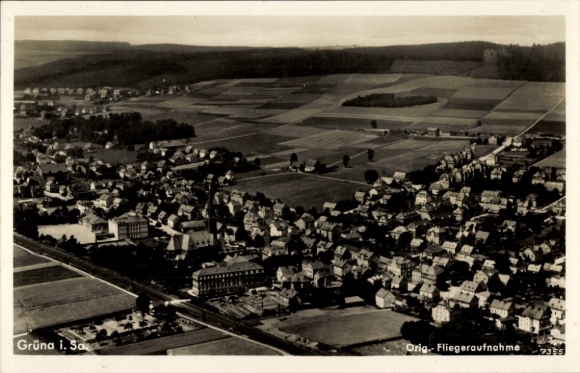 Ak Grüna Sachsen, Original Fliegeraufnahme