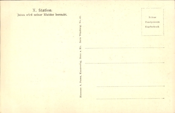 Postcard X. Station, Jesus is stripped of his clothes