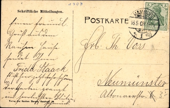 Postcard Hamburg Horn, The Rauhe Haus, Rauhes Haus, Grüne Tannen, Vogtei