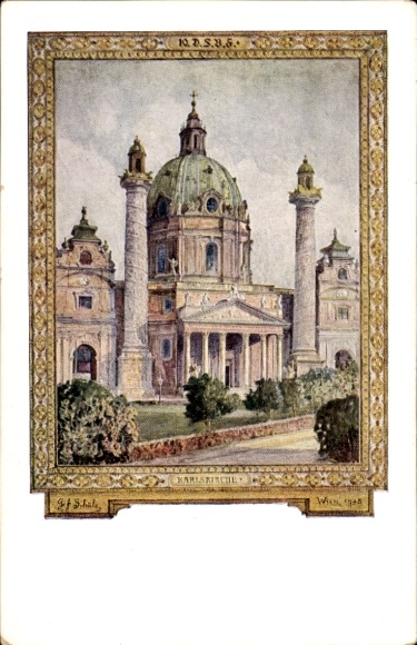 Artist Postcard Vienna 4 Wieden, 10th German Singers' Festival 1928, Karlskirche