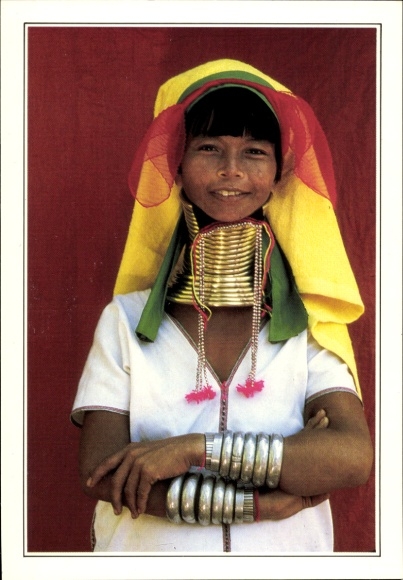Postcard Burma, Loi-Kaw, Giraffe women