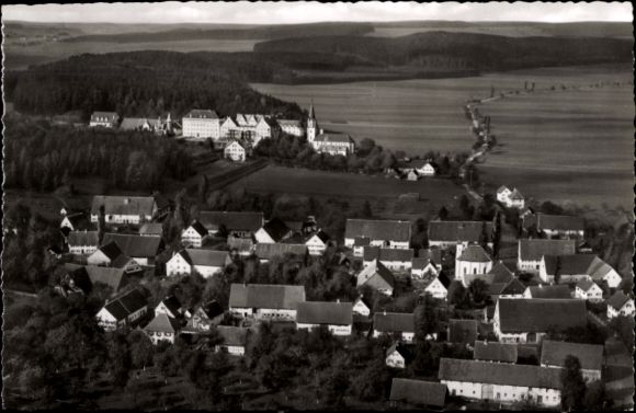Postcard Bonlanden Berkheim in Upper Swabia, Bonlanden Monastery, aerial photograph