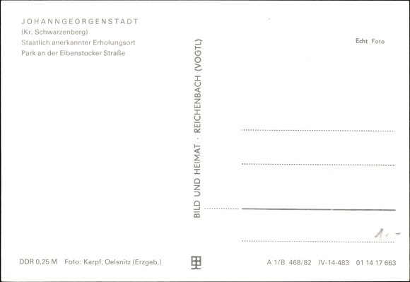 Postcard Johanngeorgenstadt in the Ore Mountains of Saxony, fountain, park, Eibenstocker Strasse
