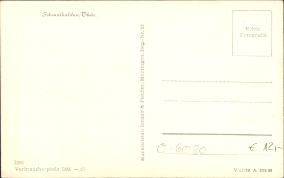 Postcard Schmalkalden in the Thuringian Forest, canal view