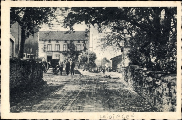 Postcard Leidingen Wallerfang Saarland, former German-French border road