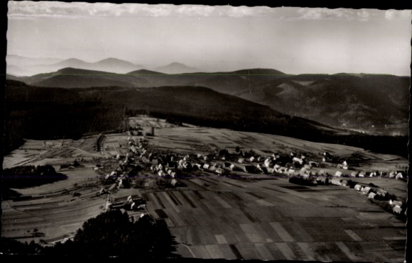 Postcard Dobel in the Black Forest, view of the village, fields, Black Forest, photo