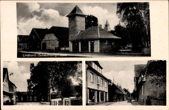 PC Lindhorst in the Schaumburg district, street area, train station, tower